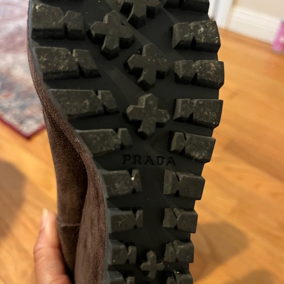 Beautiful suede brown wedge heel slouchy ankle/midi boots with buckles - Picture 4 of 5